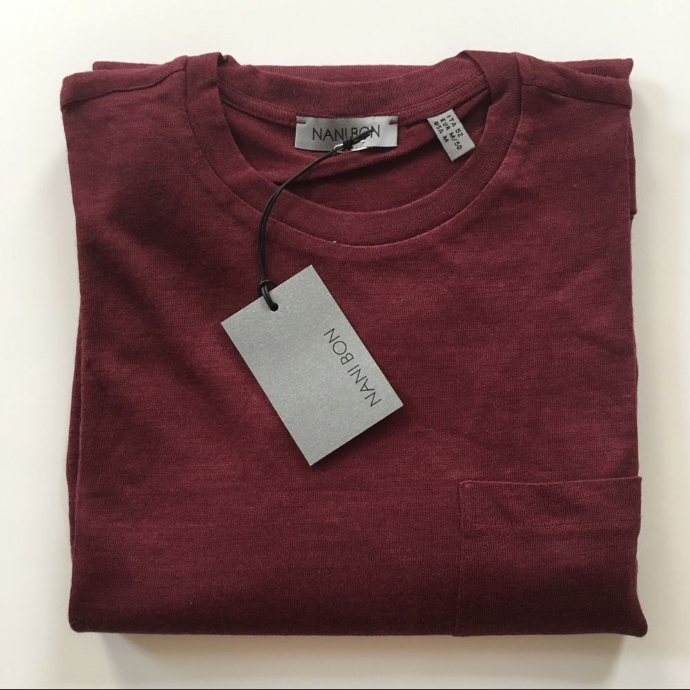 New Nani bon t-shirt m with pocket nwt short sleeves 100% ramie medium  pa0145 - Picture 2 of 5